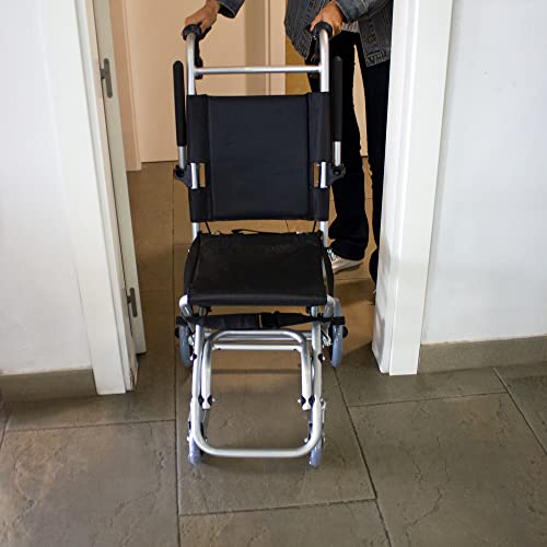 Mobiclinic 1 Neptuno, Silla de ruedas de tránsito para ancianos y minusválidos, plegable, aluminio, reposapiés y reposabrazos abatibles, asiento, ultraligera, frenos en manetas, negro