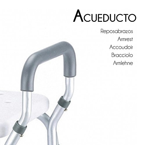 Mobiclinic, Acueducto, Silla/Taburete de baño y Ducha, ortopédica, Aluminio, PVC, Altura Regulable, Ayuda para baño para Ancianos y discapacitados, ergonómico, reposabrazos, conteras Antideslizantes