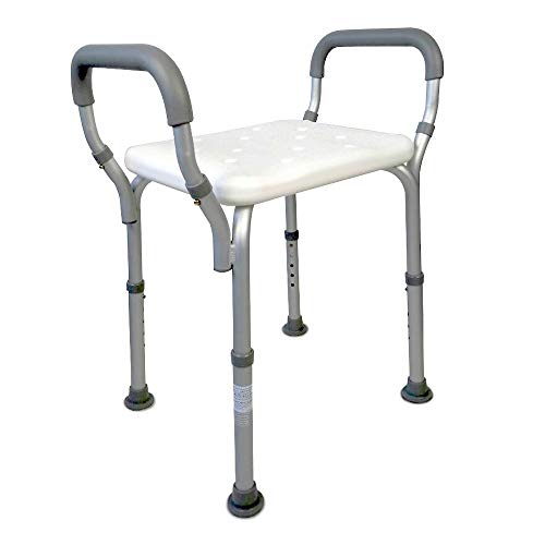 Mobiclinic, Acueducto, Silla/Taburete de baño y Ducha, ortopédica, Aluminio, PVC, Altura Regulable, Ayuda para baño para Ancianos y discapacitados, ergonómico, reposabrazos, conteras Antideslizantes