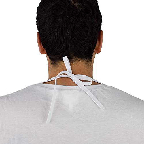 Mobiclinic, Babero para adultos, para ancianos, Marca Española, Protector de ropa, Delantal, Impermeable, Reutilizable, Lavable, con Bolsillo, Talla Única, color Blanco, 65 x 45 cm