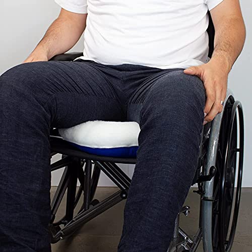 Mobiclinic, Cojín antiescaras redondo, con Agujero, Marca Española, para Silla, para Sofá, para Silla de ruedas, prevención de Ulceras por presión, Reduce presión en coxis, color Blanco