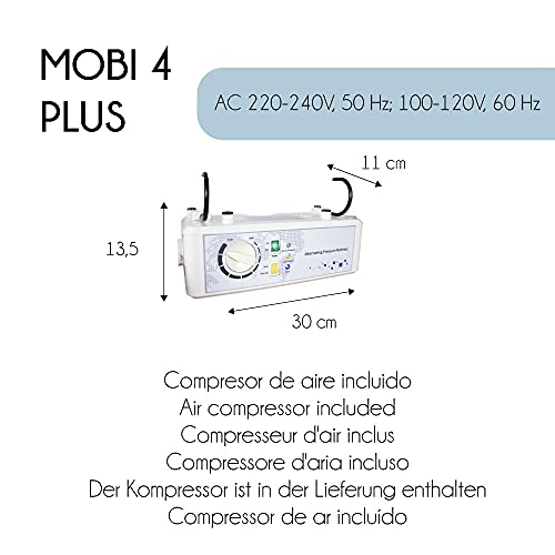 Mobiclinic, Colchón antiescaras de aire alternante Mobi 4 Plus, Único 120 cm de ancho, Compresor silencioso, 20 celdas de aire, Para escaras de Grado I, II, III y IV, Azul, 200 * 120 * 22