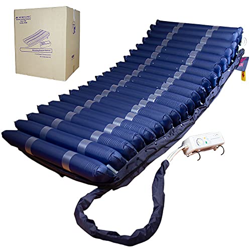 Mobiclinic, Colchón antiescaras de aire alternante Mobi 4 Plus, Único 120 cm de ancho, Compresor silencioso, 20 celdas de aire, Para escaras de Grado I, II, III y IV, Azul, 200 * 120 * 22