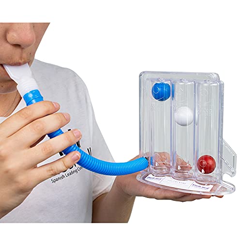 Mobiclinic, Ejercitador respiratorio, Ejercitador pulmonar, Espirómetro, Equipo de terapia y educación respiratoria, Marcado CE, Fortalece y mejora la respiración, 3 cámaras, Transparente