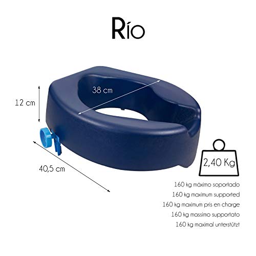 Mobiclinic, Elevador de WC, 11 cm, Río, Marca Española, Asiento de inodoro blando, Alzas para WC, Confort, Personas mayores, Discapacidad, Movilidad reducida, Azul