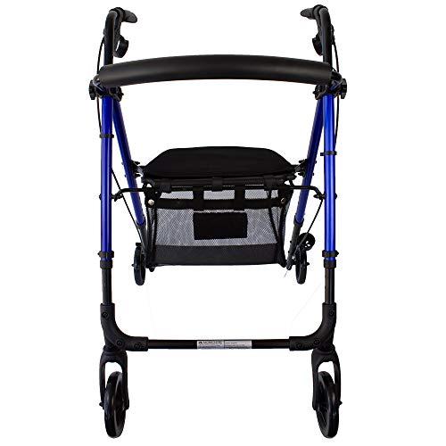 Mobiclinic, Modelo Augusto, Andador para adultos, Marca Española, para minusválidos, mayores o ancianos, de aluminio, ligero, plegable, con asiento y 4 ruedas, Color Azul