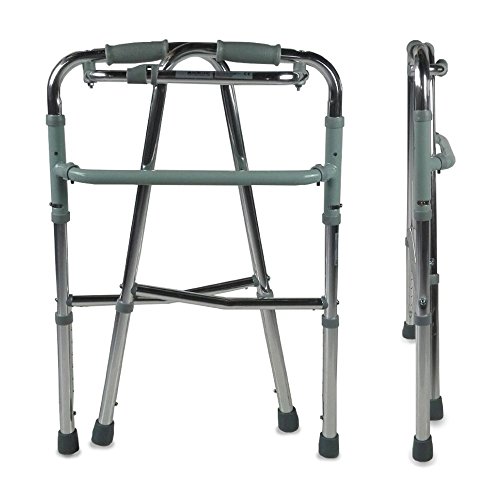 Mobiclinic, Modelo Columna, Andador para adultos, ancianos, mayores o minusvalidos, de aluminio, ligero, plegable, Sin ruedas, Color Gris