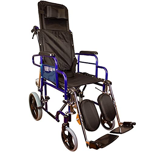 Mobiclinic, modelo Esfinge, Silla de ruedas para minusválidos, reclinable 90º, plegable, ortopédica, freno en manetas, reposapiés, reposabrazos, color Negro, asiento 42 cm, ultraligera