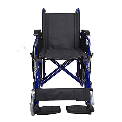 Mobiclinic, modelo Giralda, Silla de ruedas plegable, ortopédica, para minusválidos, reposapiés y reposabrazos extraíbles, Azul y Negro, asiento 46 cm, ultraligera