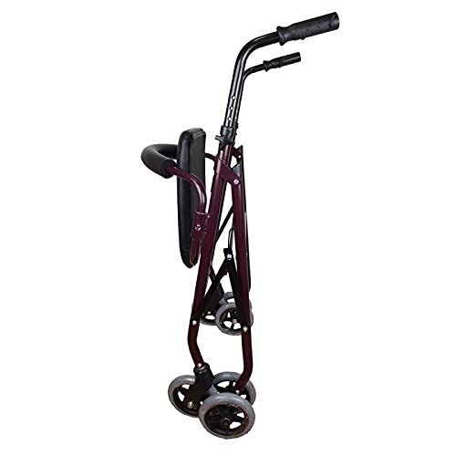 Mobiclinic, Modelo Prado, Andador para minusválidos, ancianos, Rollator, de aluminio, ligero, plegable, frenos por presión, con asiento, cesta y 4 ruedas, Color Burdeos