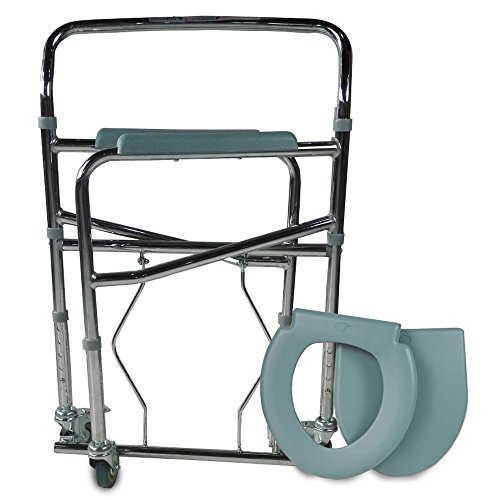 Mobiclinic, Muelle, Silla con WC, Silla inodoro para minusválidos, ancianos y discapacitados con ruedas, Silla orinal plegable, Reposabrazos, Asiento ergonómico, Conteras antideslizantes