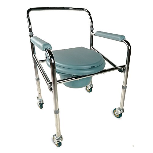 Mobiclinic, Muelle, Silla con WC, Silla inodoro para minusválidos, ancianos y discapacitados con ruedas, Silla orinal plegable, Reposabrazos, Asiento ergonómico, Conteras antideslizantes