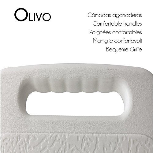 Mobiclinic, Olivo, Silla de Ducha para Mayores, Ortopédica, Taburete de Ducha para Ancianos, Altura Regulable, Silla de baño con Respaldo, Conteras Antideslizantes