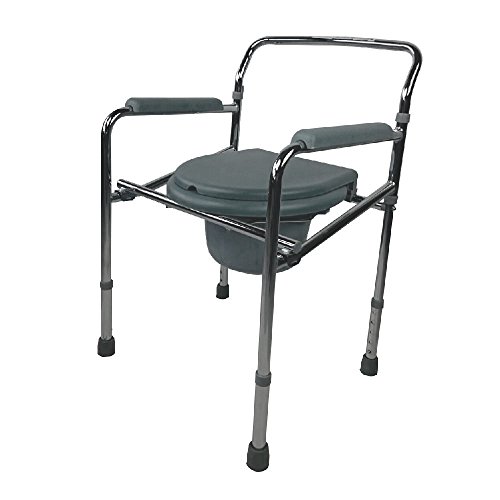 Mobiclinic, Puente, Silla WC para ancianos, silla con Inodoro para discapacitados, minusválidos, ancianos, Reposabrazos, Asiento ergonómico, Acero cromado, Conteras antideslizates