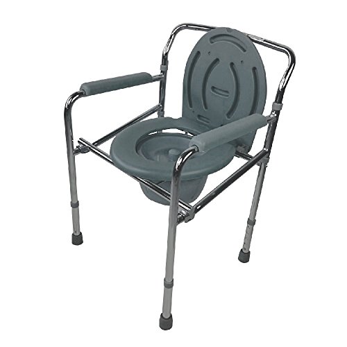 Mobiclinic, Puente, Silla WC para ancianos, silla con Inodoro para discapacitados, minusválidos, ancianos, Reposabrazos, Asiento ergonómico, Acero cromado, Conteras antideslizates