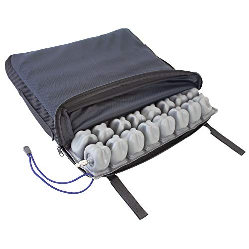 Mobiclinic Q-AIR, Cojín antiescaras para silla de ruedas, Prevención de llagas en la piel, Se adapta al cuerpo, Facilita la circulación sanguínea, Cojín antiescaras de aire, 1 válvula, 45x40x6 cm