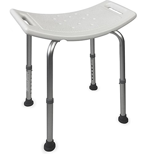 Mobiclinic, San Fermín, Silla o taburete de baño, de ducha, ortopédica, aluminio, altura regulable, respaldo, reposabrazos, conteras antideslizantes