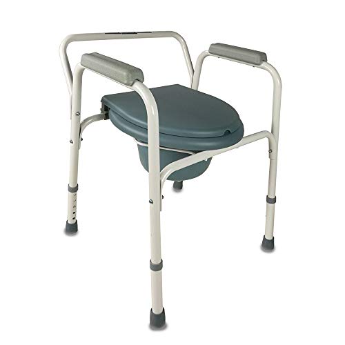 Mobiclinic, Silla con WC, Arroyo, Silla de Inodoro para mayores y discapacitados, Silla Orinal con Reposabrazos, Marca Española, Acero, Ayuda de Baño, Altura Regulable, Tapa, Conteras Antideslizantes