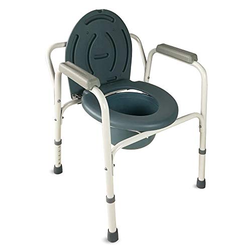 Mobiclinic, Silla con WC, Arroyo, Silla de Inodoro para mayores y discapacitados, Silla Orinal con Reposabrazos, Marca Española, Acero, Ayuda de Baño, Altura Regulable, Tapa, Conteras Antideslizantes