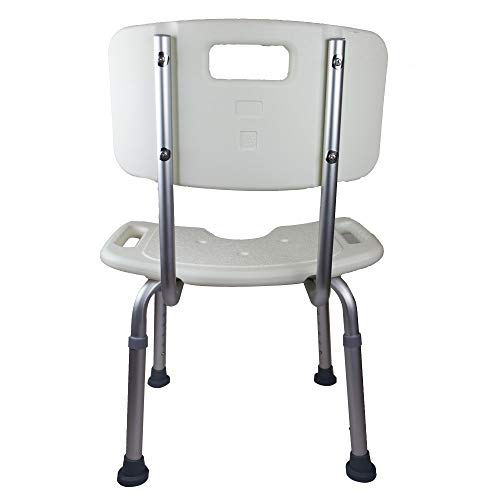 Mobiclinic, Silla de baño, Marisma, Taburete de Ducha, Marca Española, Asiento en U, Ortopédica, Altura Regulable, con Respaldo, Conteras Antideslizantes, para Personas Mayores, Movilidad Reducida