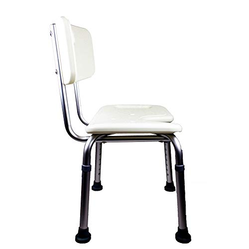 Mobiclinic, Silla de baño, Marisma, Taburete de Ducha, Marca Española, Asiento en U, Ortopédica, Altura Regulable, con Respaldo, Conteras Antideslizantes, para Personas Mayores, Movilidad Reducida