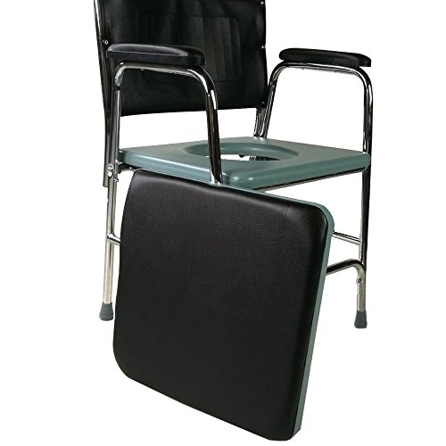 Mobiclinic, Velero Silla WC Inodoro, con Tapa, Conteras Antideslizantes, Acero, Asiento y Reposabrazos Acolchados, Resistente, Ayudas para personas mayores, movilidad reducida, discapacitados, Negro