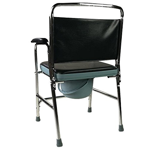 Mobiclinic, Velero Silla WC Inodoro, con Tapa, Conteras Antideslizantes, Acero, Asiento y Reposabrazos Acolchados, Resistente, Ayudas para personas mayores, movilidad reducida, discapacitados, Negro