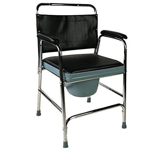 Mobiclinic, Velero Silla WC Inodoro, con Tapa, Conteras Antideslizantes, Acero, Asiento y Reposabrazos Acolchados, Resistente, Ayudas para personas mayores, movilidad reducida, discapacitados, Negro