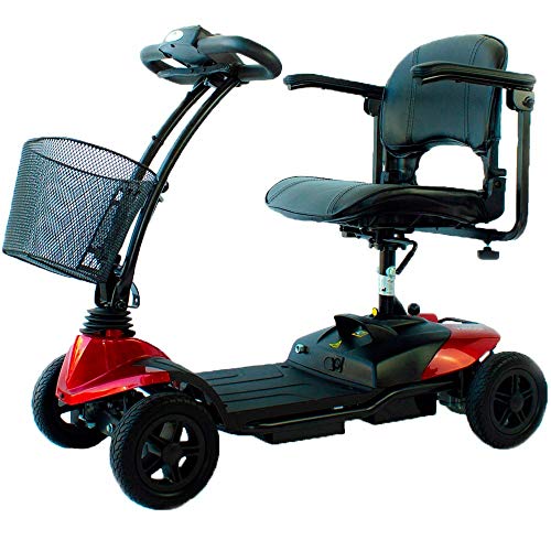 Mobiclinic, Virgo, Scooter eléctrico adultos, personas con movilidad reducida, minusválidos, discapacitados, 4 ruedas, Desmontable, Manillar plegable, Auton. 10 km, 12V, Rojo