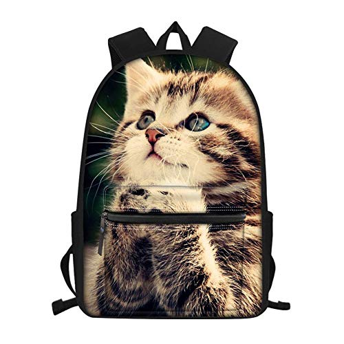 Mochila escolar unisex con estampado de gatitos para niños, niñas - - Medium