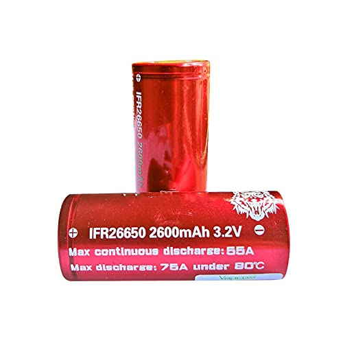 Moifer 2 Uds Batería De Iones De Litio 26650 2600mah 55a 3.7 v BateríAs Recargables De Alta Potencia, para Linterna Equipo De Audio Timbre De Video