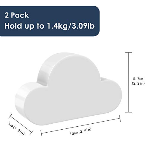 MoKo Llavero Magnética de ABS Plástico, [2 PZS] Titular de Llave en forma de Nube con Imán Potente y Pegamento Fuerte, Pega en Pared, Vidrio y Cerámica de Hogar, Oficina y Aula - Blanco