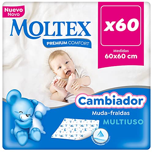 Moltex Premium Comfort Cambiador Desechable para bebé (60x60 cm) - 60 Cambiadores, White