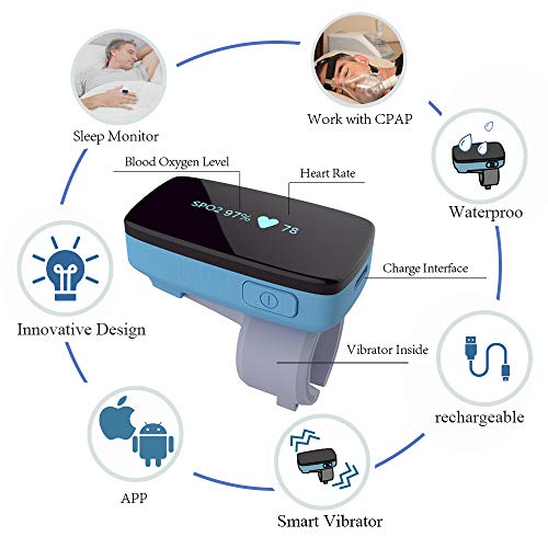 Monitor de oxígeno del sueño con alerta de vibración para el seguimiento de la apnea del sueño Nivel de oxígeno / frecuencia cardíaca durante la noche con el informe de APLICACIÓN en español