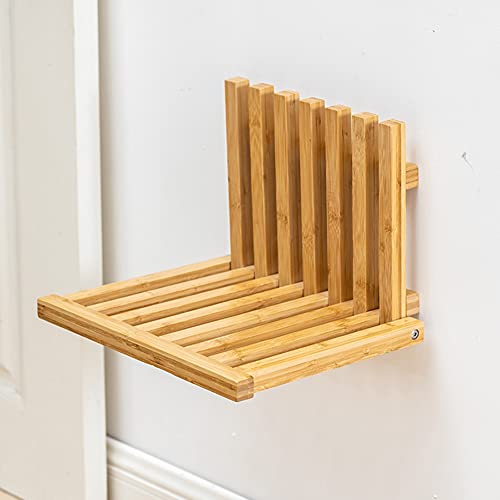 Montado En La Pared Asiento De Ducha, Plegable Natural Banco De Bambú Capacidad De Carga 100 Kg Adecuado para Personas Mayores Minusválido para Duchas, Vestuario, Porche del Parque LSXIAO