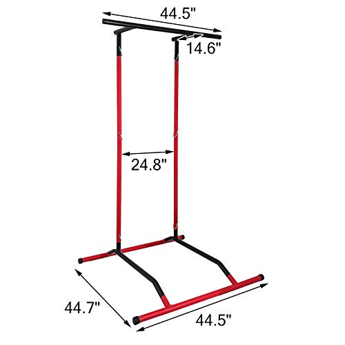 Moracle 150kg Barra de Dominadas Pull Up Dominadas Estación de Energía Multifuncional en Casa 200cm Torre de Ejercicios Barra Dominadas Portatil (Negro y Rojo)