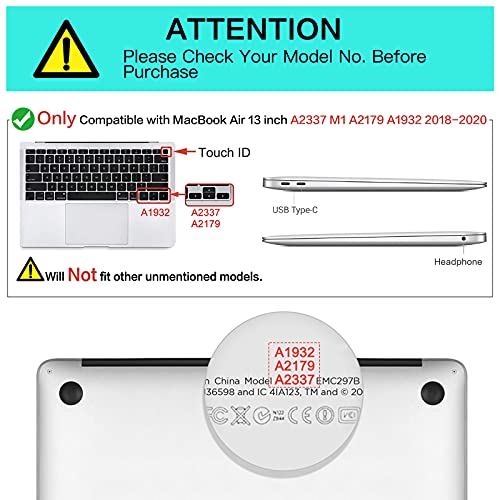 MOSISO Funda Dura Compatible con MacBook Air 13 Pulgadas 2020-2018 A2337 M1 A2179 A1932,Carcasa Rígida Protector de Plástico Estuche & Teclado Cubierta & Adaptador Tipo C (2 Paquete),Rojo Camelia