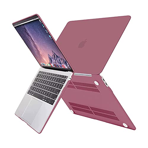 MOSISO Funda Dura Compatible con MacBook Air 13 Pulgadas 2020-2018 A2337 M1 A2179 A1932,Carcasa Rígida Protector de Plástico Estuche & Teclado Cubierta & Adaptador Tipo C (2 Paquete),Rojo Camelia