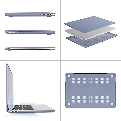 MOSISO Funda Dura Compatible con MacBook Pro 13 Pulgadas 2020-2016 A2338 M1 A2251 A2289 A2159 A1989 A1706 A1708, Plástico Carcasa Rígido&Cubierta de Teclado&Adaptador Tipo C,Gris Lavanda