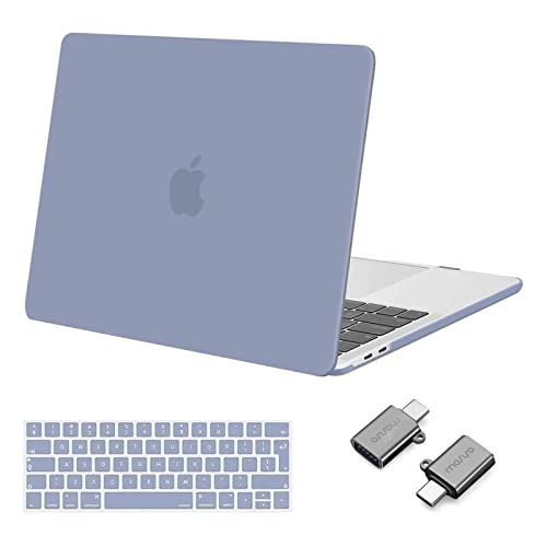 MOSISO Funda Dura Compatible con MacBook Pro 13 Pulgadas 2020-2016 A2338 M1 A2251 A2289 A2159 A1989 A1706 A1708, Plástico Carcasa Rígido&Cubierta de Teclado&Adaptador Tipo C,Gris Lavanda