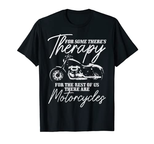 Motorista Terapia Vintage Motocicleta Divertido Biker Camiseta