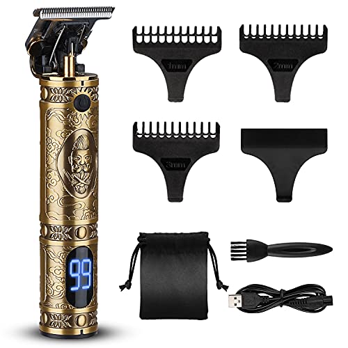 MOULEI Máquina de Cortar Pelo Profesional,Cortapelos inalámbrico Hombre Cortador de Pelo Recargable con Hoja T,Recortadora de Barba de Espacio Cero con 3 Peines-guía para Uso de Hogar y Peluquería …