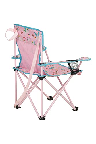 Mountain Warehouse Silla Plegable Mini con Estampado para niños - Sillas de Camping con reposabrazos y reposacabezas para niños - para Picnic, la Playa, el jardín Rosa Talla única