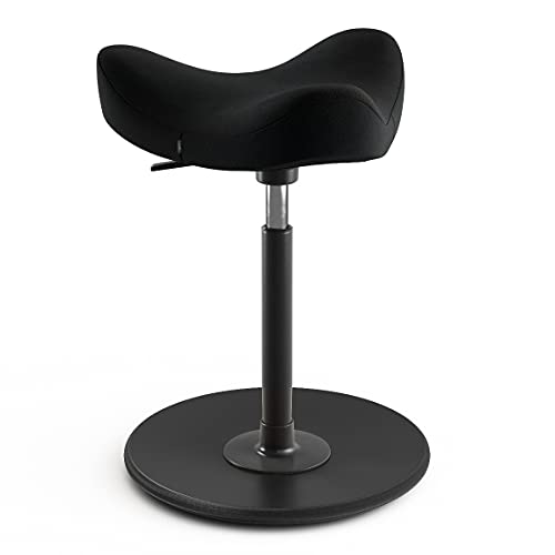 Move - Silla de Oficina para escritorios de Altura Regulable, Taburete de Soporte para bipedestación - Base de Madera Negra y Tela de Calidad Negra