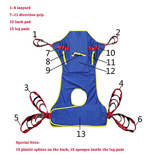 MSHD Grúa de Paciente Portátil Equipo Arnés Elevación Paciente Cuerpo Completo, Eslinga de Elevación para Posicionamiento y Elevación de la Cama, Enfermería ，Las Piernas Se Pueden Separar (Color : B)