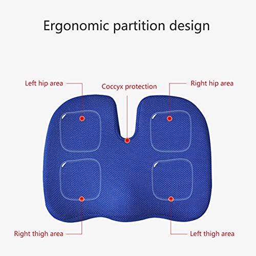 MTYQE Cojines antiescaras,Cojín de Asiento Ortopédico con Gel, Cojín Espuma de Memoria para Alivio del Dolor de Coxis, Presión, Úlceras, para el Coche, Oficina o Silla de Ruedas