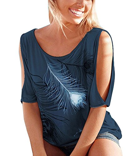 Mujer Camiseta Pluma Hombro Caido Manga Corta Sin Tirantes Cuello Barco T-Shirt Off Shoulder Blusa Camisa Plumas Sudadera Verano Talla Grande Tops Jersey Tunica Basic tee Shirt Casual