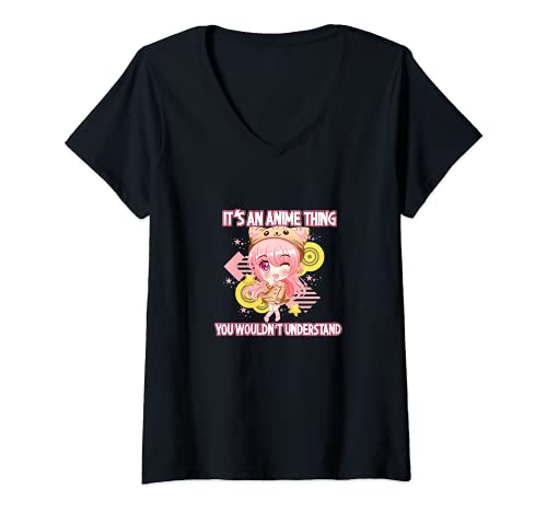 Mujer Es una cosa de anime que no entendería Chibi Otaku regalo Camiseta Cuello V