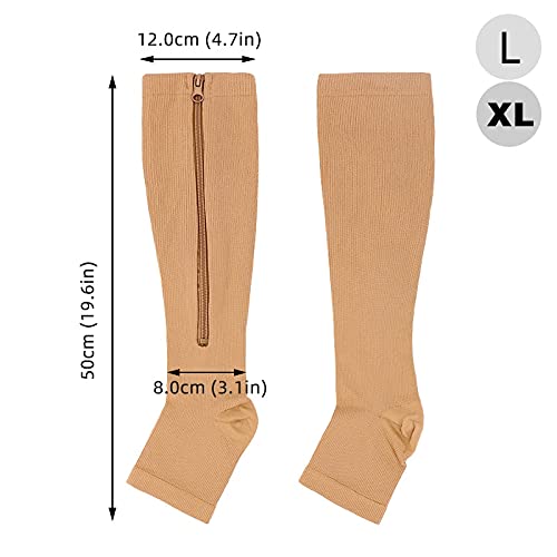 Mujeres Media Calcetines De Compresión con Cremallera para Quemar Grasa, Calcetines Finos De Belleza para Dormir para Mujer, para   Prevenir Las Venas