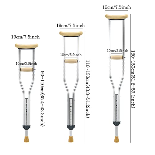 Muletas Axilares de Aluminio para Adultos(x2 uds),Regulables en Altura - Muletas para Caminar con Espuma para la Axila,Ergonómicos Muletas Soporte Post Traumatismo o Cirugía(Pequeño/Mediano/Grande)